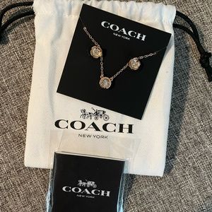 Coach rose gold necklace and earring set